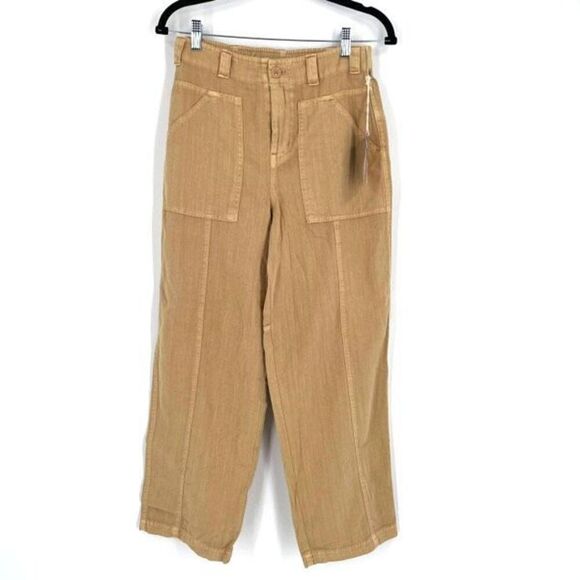 NWT Universal Thread High Rise Cropped Wide Leg Cargo Pants Beige Tan Size 2 - Picture 1 of 12